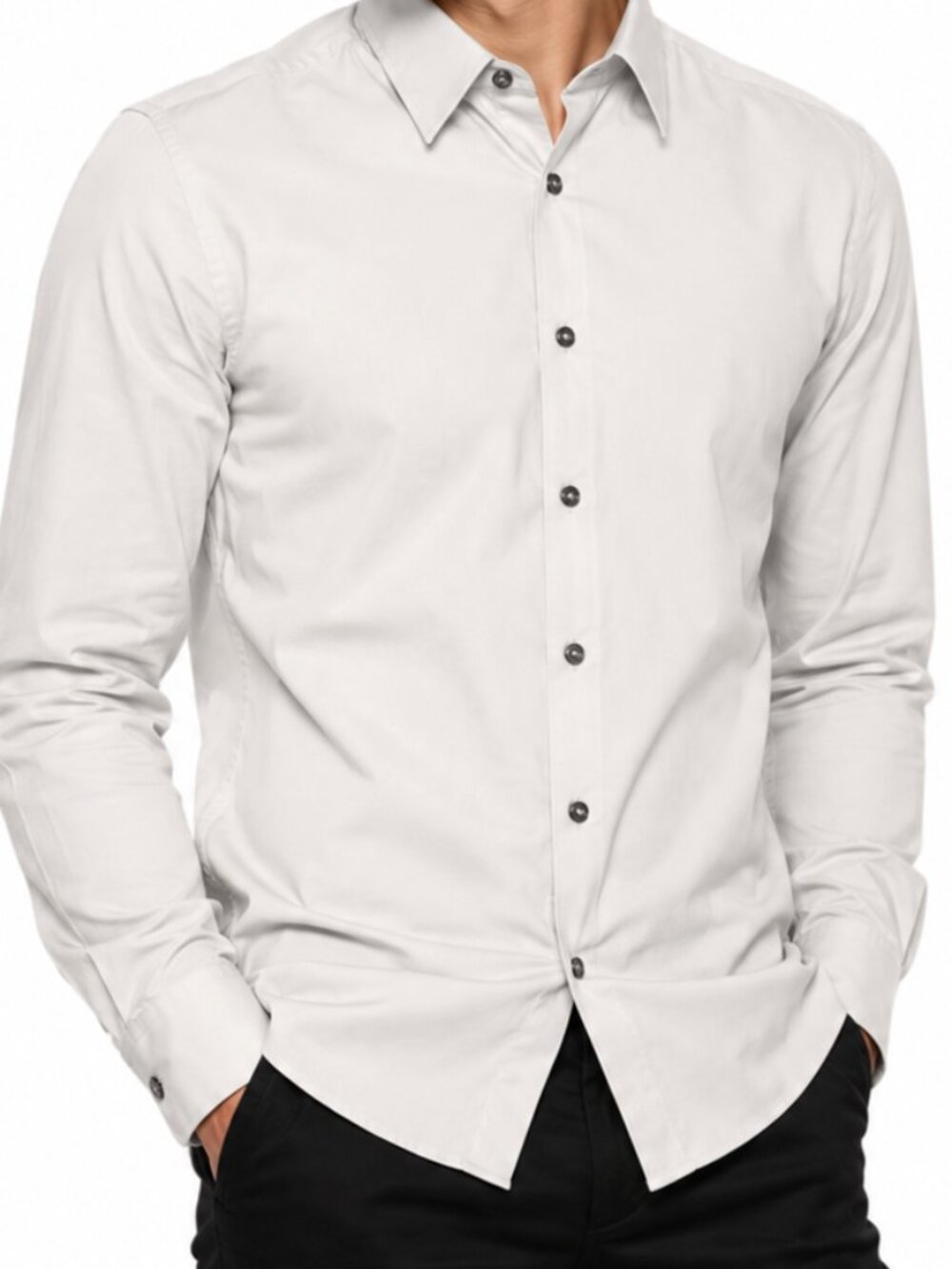 PJ Paul Jones Button Mens Medium Beige Long Sleeve Stretch ProfessionalTextured